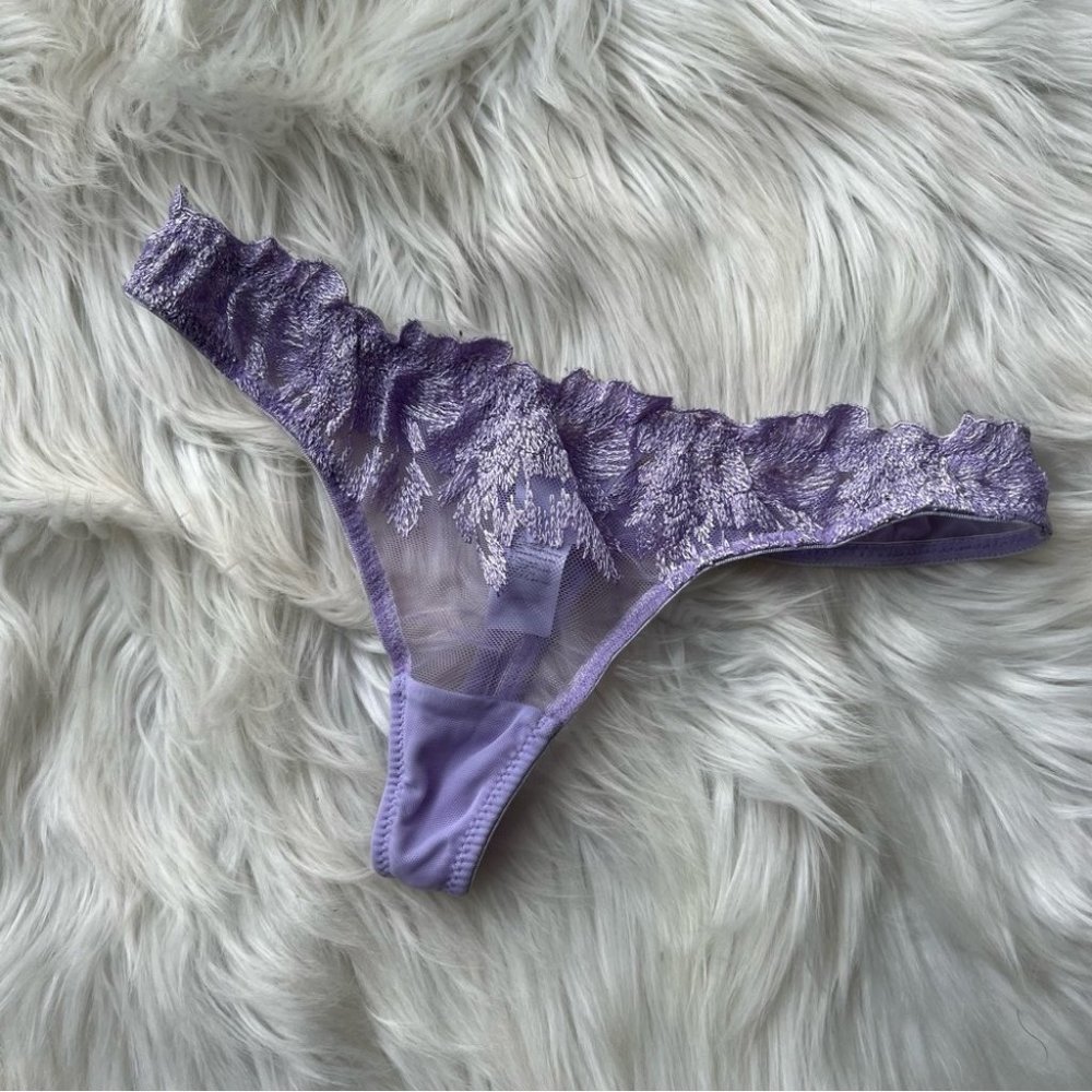 Forever 21 Lavender Purple Floral Lace Mesh Thong